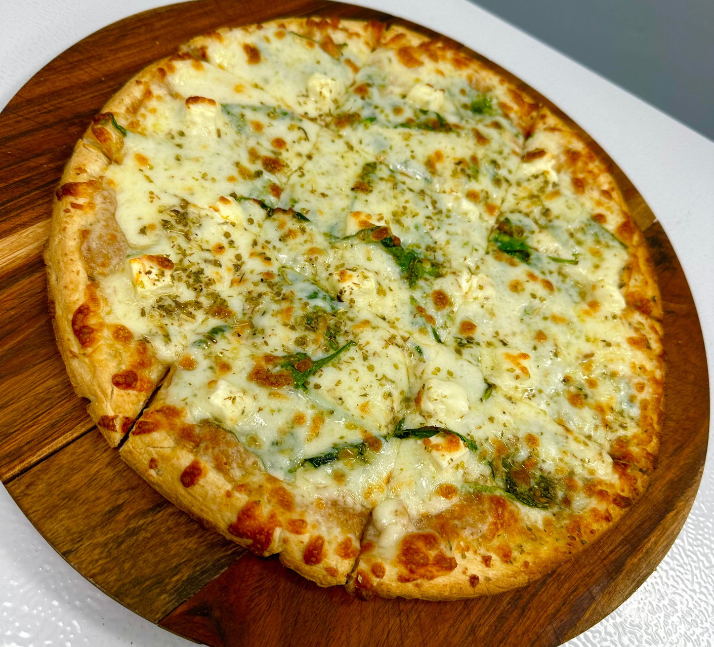 12'' Flat bread with spinach and feta cheese